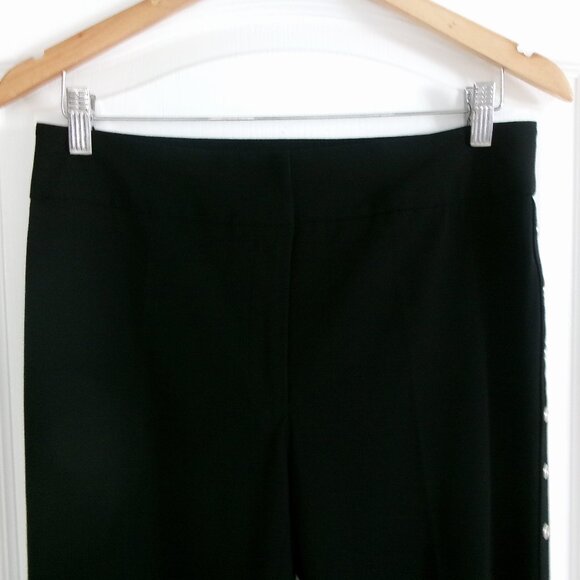 Apostrophe Black Rivet Straight Leg Pants Mid Rise 8 /6 Stretch Dress Pants - Picture 10 of 13